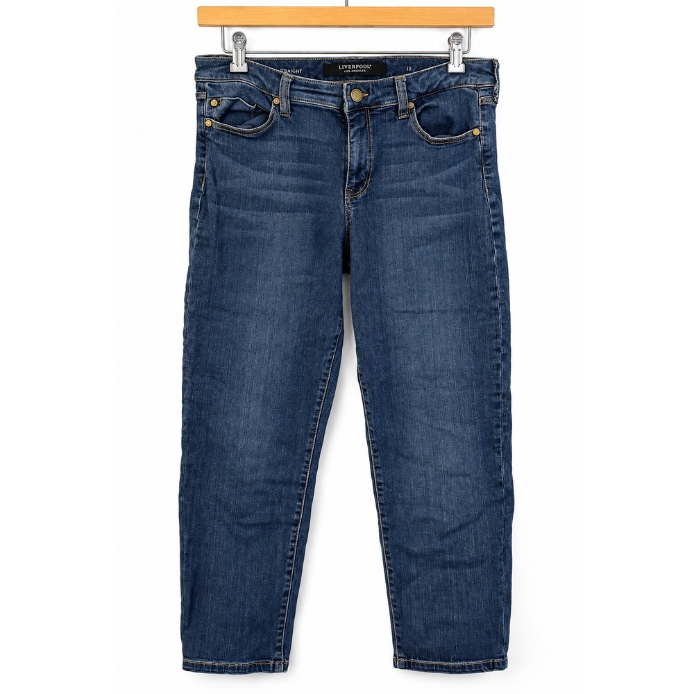 Liverpool Los Angeles Crop Straight Leg Jeans Dark Wash Size 12/31 Womens